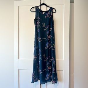 100% silk blue floral maxi dress